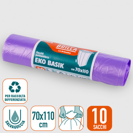 Sacchi Pattumiera Eko Basik - Viola - 70x110 cm - 10 pz