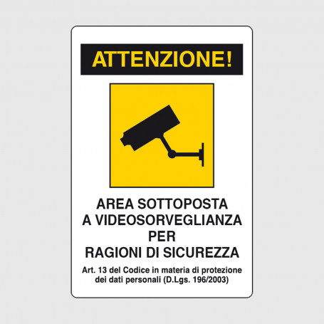Cartello segnaletico in plastica - Area videosorvegliata
