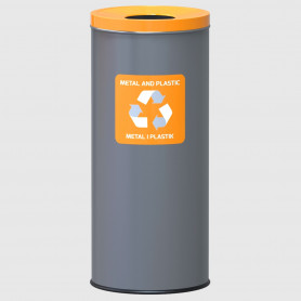 Pattumiera in metallo 45 litri  - Raccolta Plastica - Giallo