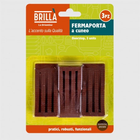 Fermaporta a cuneo marrone - 3 pz
