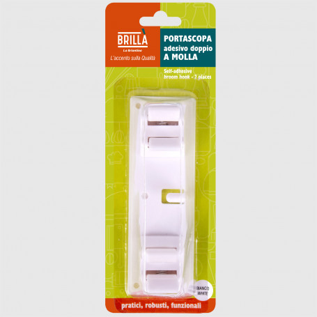 Portascopa adesivo a molla - 2 posti - bianco