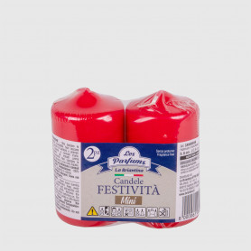 Candele Festività Rosse Mini - 2 pz - altezza 6 cm