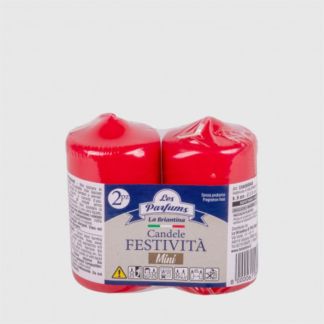 Candele Festività Rosse Mini - 2 pz - altezza 6 cm