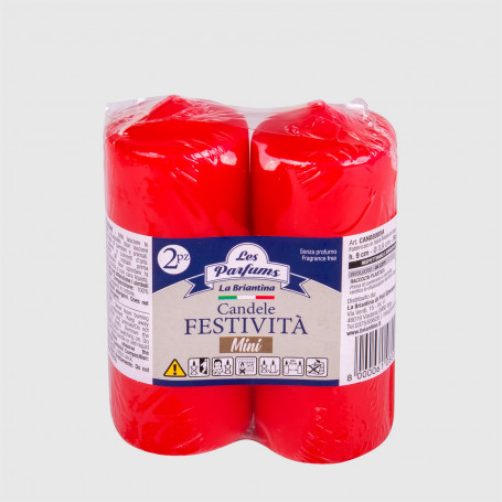 Candele Festività Rosse Mini - 2 pz - altezza 9 cm