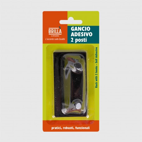 Gancio adesivo in metallo - 2 posti