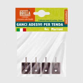 Ganci adesivi tende marroni - 4 pezzi