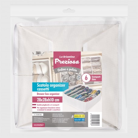 Scatola organizer cassetti 28x28xh10cm