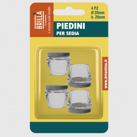 Piedini per sedia trasparenti con feltro - diam. 20 mm
