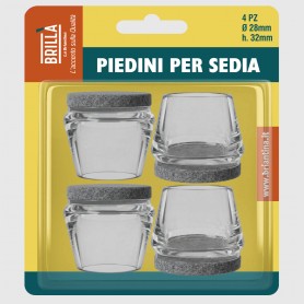Piedini per sedia trasparenti con feltro - diam. 28 mm