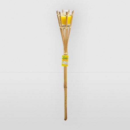 Fiaccola da giardino in bamboo con contenitore in vetro- h. 76 cm