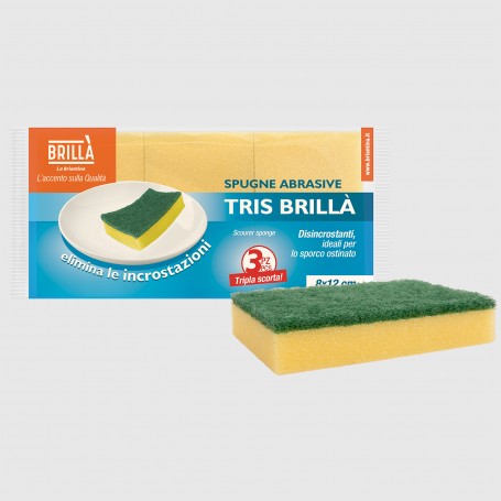 Spugne Abrasive Tris Brillà 8x12 cm - 3 pz