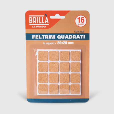 Feltrini quadrati di sughero - 16 pz 20x20 mm