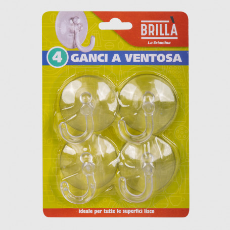 Ganci a ventosa trasparenti - 4 pz