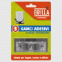Ganci adesivi metallo rettangolari - 3 pz