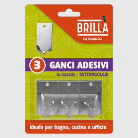 Ganci adesivi metallo rettangolari - 3 pz