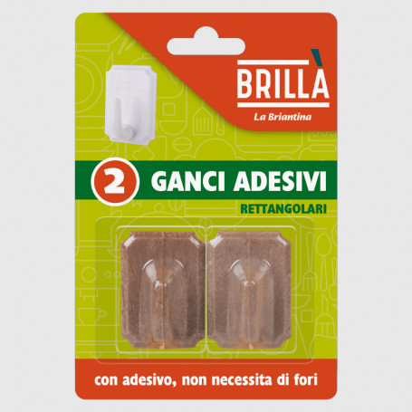 Ganci adesivi plastica rettangolari - 2 pz