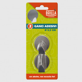 Ganci adesivi rotondi inox - 2 pz
