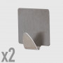 Ganci adesivi quadrati inox - 2 pz