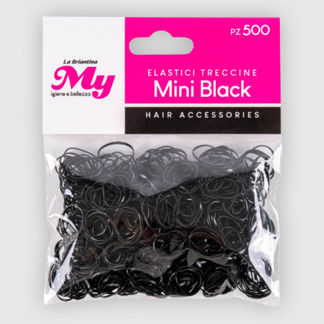 Elastici Mini Black Treccine - 500pz